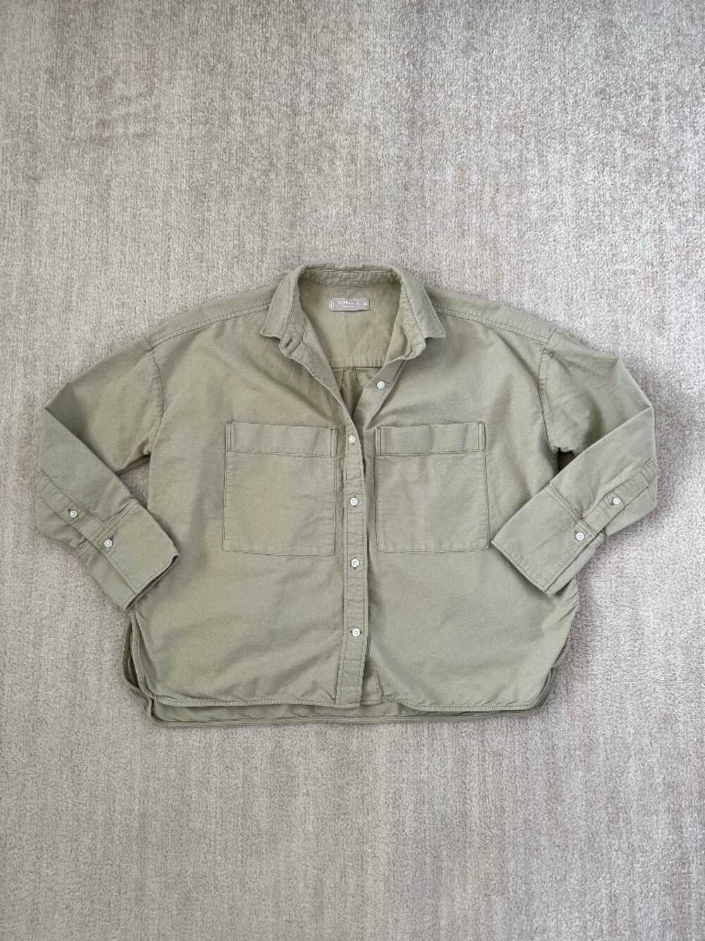 Everlane The Boxy Oxford Utility Shirt Organic Cotton Green XS